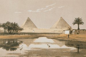 Pyramidene i Giza. Etsning av Bernatz et alii - Steinkopk J.F. Editore av Johann Martin Bernatz