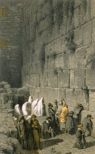 Vestmuren i Jerusalem. Fargegravering av Bernatz et alii - Steinkopk J.F. Editore