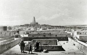 Timbuktu fra terrassen til den reisendes hus, fra 