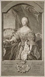 Portrett av Johanna-Elizabeth, kurfyrste av Anhalt-Zerbst 1712-1760, mor til Katarina II, 1756.