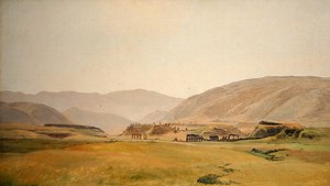 A Campagna Landscape (olje på hardboard på lerret)