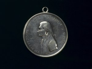 Thomas Jefferson indisk fredsmedalje, ca. 1801 (sølv) av Johann Mathias Reich