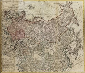 Kart over Russland Fra: Hele imperiet av Russland og Tartar både større og asiatiske og mindre og av Johann Matthias Hase