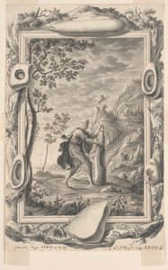Studie for Jacob Pours Oil on the Stone på Bethel, Plate 87, Physica Sacra