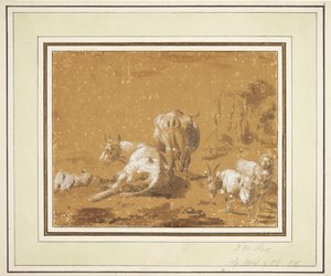Landskap med kyr og geiter av Johann Melchior Roos