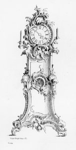 Design for en Longcase-klokke, ca. 1750 av Johann Michael Hoppenhaupt