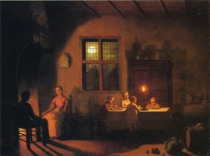 Kveld hjemme, 1867 av Johann Mongels Culverhouse