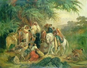 Folkescene i Pico de Orizaba, Mexico av Johann Moritz Rugendas
