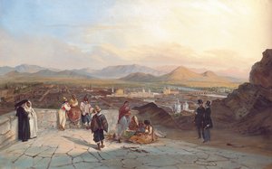 Santiago de Chile fra Hill of Santa Lucia mot vest, 1841 av Johann Moritz Rugendas