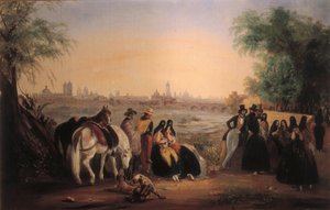 Utsikt over Lima langs Rimac-elven. Maleri av Johann Moritz Rugendas (1802-1858). 1843.