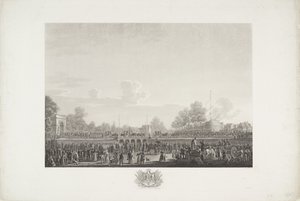 Ankomst av kong William I i Brussel, 1815 Tolv plater med ankomst og innvielse av William I i Brussel og kampene ved Quatre-Bras og Waterloo i 1815 (serietittel) av Johann Nepomuk Gibèle