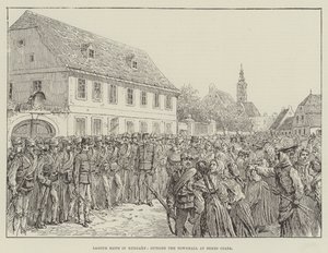 Arbeideropptøyer i Ungarn, utenfor rådhuset i Bekescsaba av Johann Nepomuk Schonberg