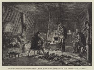 Jeannette-ekspedisjonen, hytta ved Lena-munnen, der løytnant Danenhauer bodde i seks uker av Johann Nepomuk Schonberg