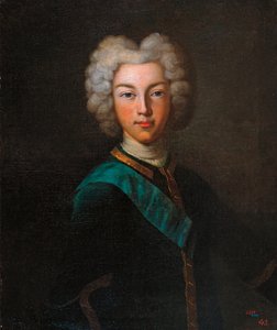 Portrett av tsaren Peter II av Russland (Portrett av tsaren Peter II av Russland) - Maleri av Johann Paul Luedden (Ludden) (?-1739), olje på lerret, sent 1720 - Statens friluftsmuseum Pavlovsk-palasset , St. Petersburg ( Russland) av Johann Paul (d.1739) Luedden