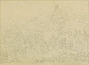 brann i landsbyen av Johann Peter Krafft