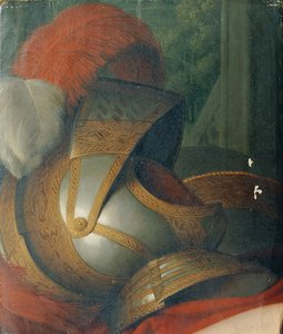 hjelm og rundt skjold av Johann Peter Krafft