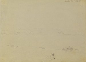 Landskapsskisse av Balatonsjøen av Johann Peter Krafft