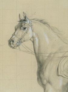Hestestudie for "Erkehertug Karl med sin stab i slaget ved Aspern" av Johann Peter Krafft