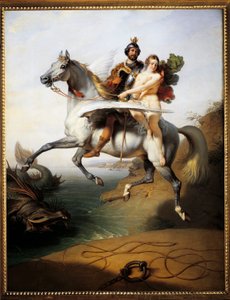 Ruggero og Angelica rir på flodhesten (fra Orlando furioso)