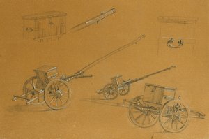 Studie for kanoner, militærutstyr av Johann Peter Krafft