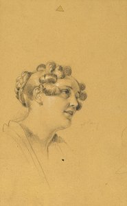 Kvinneportrettstudie for "Exit of the keiserpar etter en alvorlig sykdom av keiser Franz I." av Johann Peter Krafft