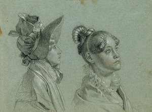 To kvinnelige studier for "Return of Emperor Franz from Pressburg" av Johann Peter Krafft