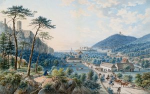 Utsikt over Weilburg-palasset i Baden nær Wien av Johann Raulino
