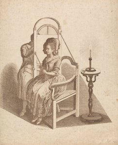 Kunstner som tegner en kvinnes silhuett av Johann Rudolph Schellenberg