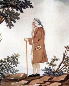 Portrett av Voltaire, fransk forfatter (1694-1778) - i "" Gouache og silke"" tilskrevet Johann Huber av Genève av Johann Rudolph the Elder (attr.to) Huber