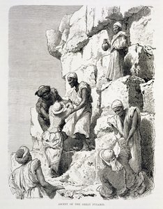 Ascent of the Great Pyramid, 1800-tallet (gravering på papir) av Johann Rudolph the Elder Huber