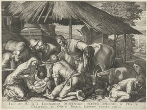 Tilbedelse av gjeterne med sovende gjetergutt av Johann Sadeler (I)