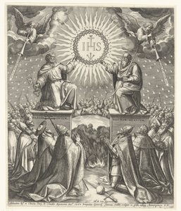 Aanbidding van het monogram van Christus   1360245   no       norwegian Successfully Translated  Original: Ruïne met rechthoekige toren Ruinarum variarum fabricarum delineationes pictoribus caeterisque id genus artificibus multum utiles (series title) Tran av Johann Sadeler (I)