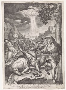 Bekering van Paulus Konvertering av Savli (tittel på objekt) av Johann Sadeler (I)