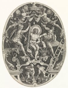 Kristus åpnet døren til soldatene Passie van Christus (serietittel) The Passion of Christ, Our Redemption (serietittel) av Johann Sadeler (I)