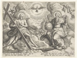 Den hellige treenighet i skyene av Johann Sadeler (I)