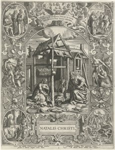 Fødsel: Jul Natalis Christi (tittel på objekt) De fire viktigste kristne høytidene (serietittel) av Johann Sadeler (I)