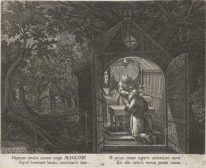 Saint Maglor som eremitt Eremitter (serietittel) Oraculum Anachoreticum (serietittel) av Johann Sadeler (I)