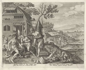 Lamech og hans to koner Boni et mali scientia (serietittel) av Johann Sadeler (I)