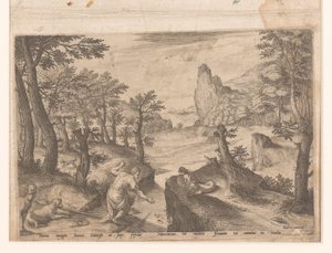 Landskap med fallende Ikaros av Johann Sadeler (I)