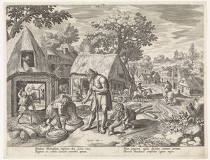 Metusalem og hans barn Historien om Sets familie / Bedømme de gode og de dårlige (serietittel) Bonorum et Malorum consensio (serietittel) av Johann Sadeler (I)