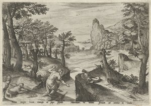Narcissus-landskap med mytologiske scener (serietittel) av Johann Sadeler (I)
