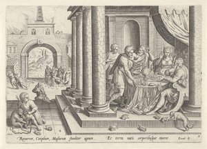 Pest av froskene og myggene Historien om Moses før utvandringen (serietittel) Historia plagarum in Aegiepto (serietittel) av Johann Sadeler (I)