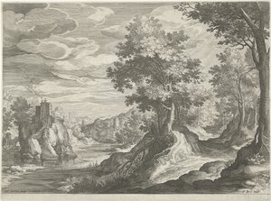 Elvelandskap med et slott av Johann Sadeler (I)