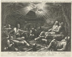 Bebudelse til hyrdene av Johann Sadeler (I)