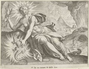 Fyrverkeri Ignis (tittel på objekt) The Four Elements (serietittel) av Johann Sadeler (I)