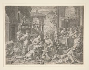 Den rike mannen og Lasarus av Johann Sadeler I