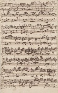 Allegro (cembalo-solo) fra første versjon av Sonate nr. 6 i G-dur for fiolin og cembalo obbligato. 1725 av Johann Sebastian Bach