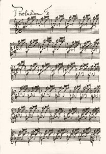 Side av notene for Jean Sebastien Bach (Johann Sebastian Bach