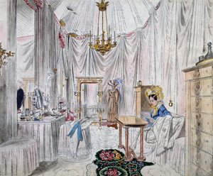 Omkledningsrom til keiserinne Carolina Augusta i slottet i Wien, akvarell på papir av Johann Stephan Decker (1784-1844) av Johann Stephan Decker