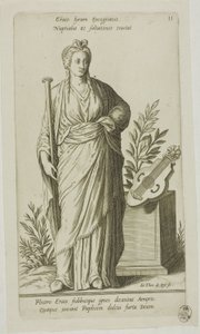 Erato, Muse of Lyric Poetry, plate 11 fra Parnassus Biceps av Johann Theodor de Bry